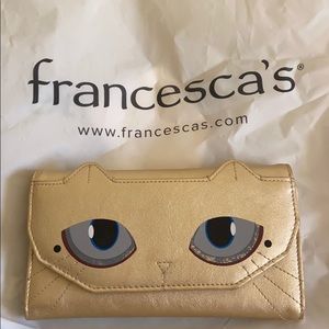 Francesca's Gold Cat Eyes Wallet